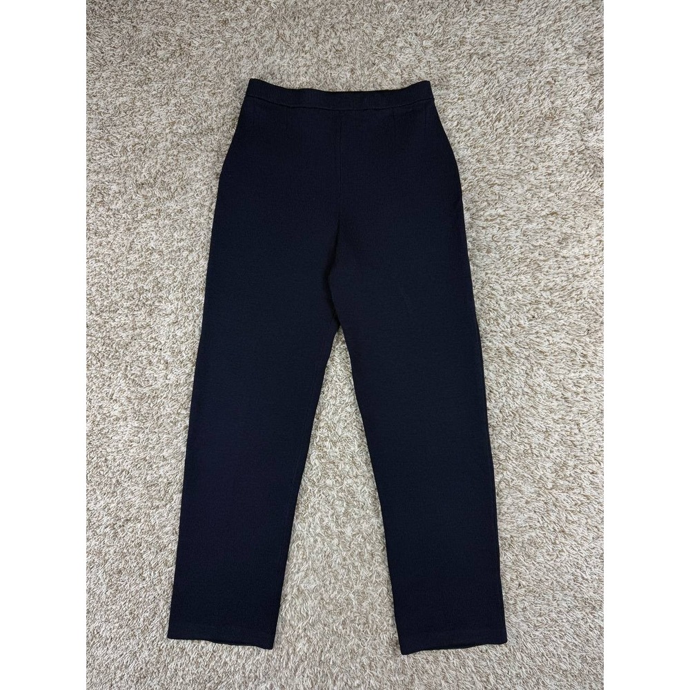 St. John Basics Santana Knit Pull On Pants Navy Straight Leg Women's Size 6
